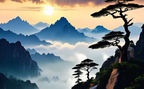 What adjectives can be used to describe Huangshan?