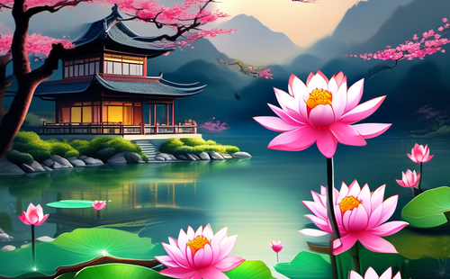 Can you provide some beautiful sentences describing lotus flowers?